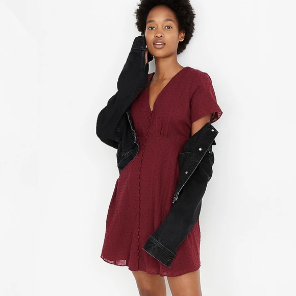 Madewell Button Front Swing Dress in Swiss Dot - Picture 2 of 16